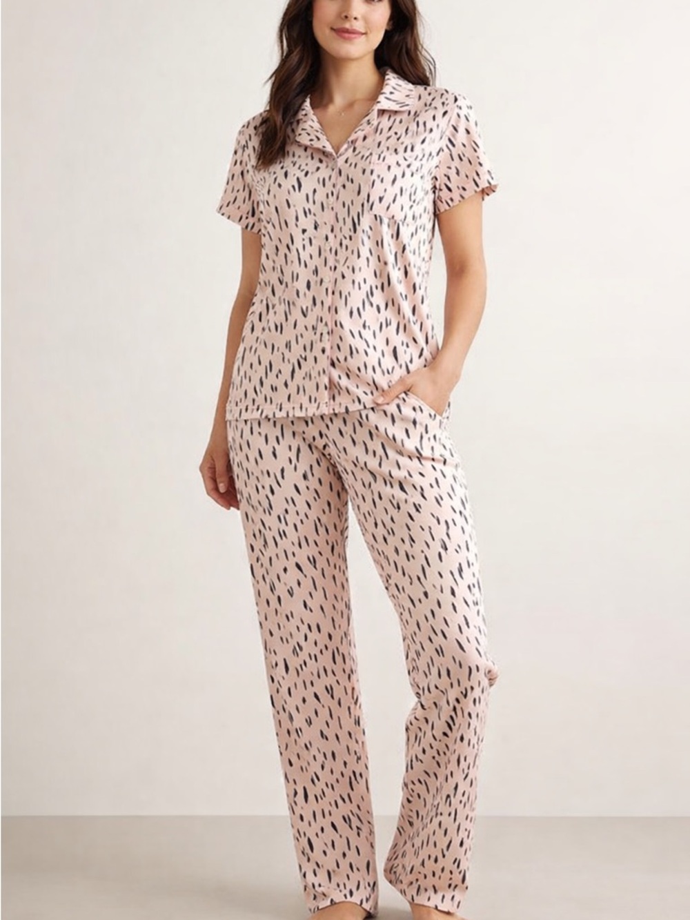 Nine West Pink Printed Short Sleeve Pajama Set